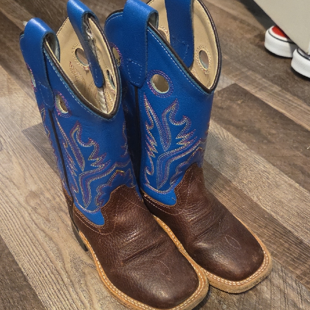 Old West Kids Boots in Blue and Brown